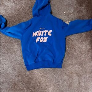 White Fox Boutique Blue Hoodie with Pink Accents